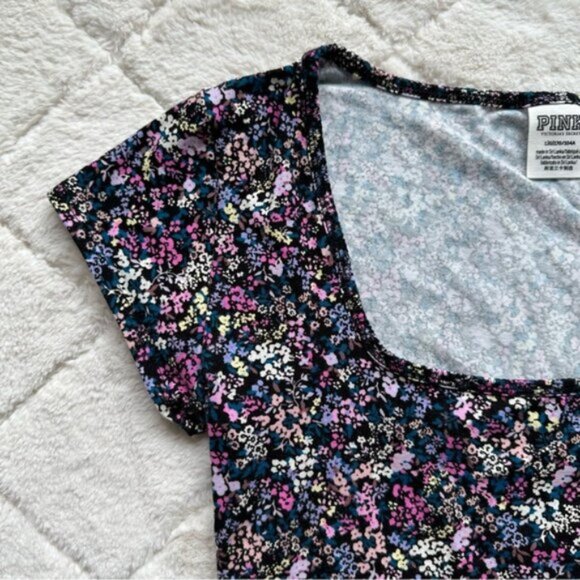 Victoria's Secret PINK | "Ditsy Floral" Short Sleeve Thong Bodysuit | Size Large - Picture 5 of 15